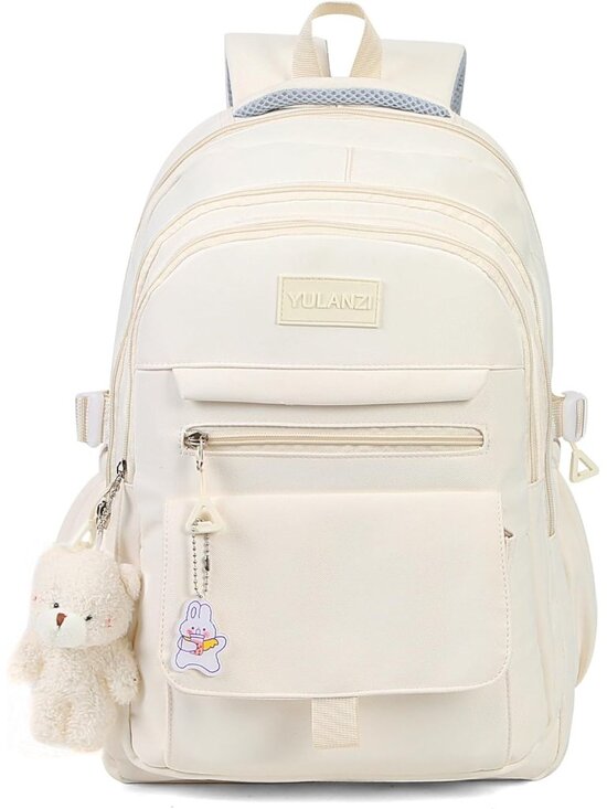 Vintage Beige Aesthetic Girls Backpack for School & Travel